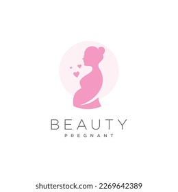 Beauty lady pregnant logo design vector