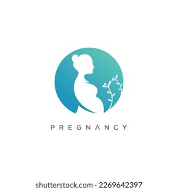 Beauty lady pregnant logo design vector