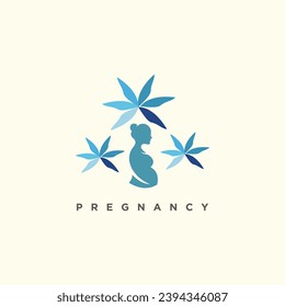 Beauty lady pregnant logo design vector