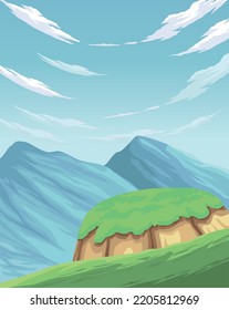 beauty landscape anime with mountains scene