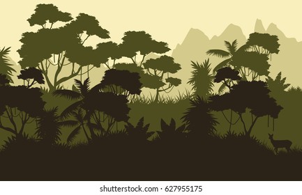 Beauty landscape forest silhouette style