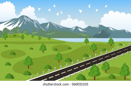 Beauty landscape with mountain background