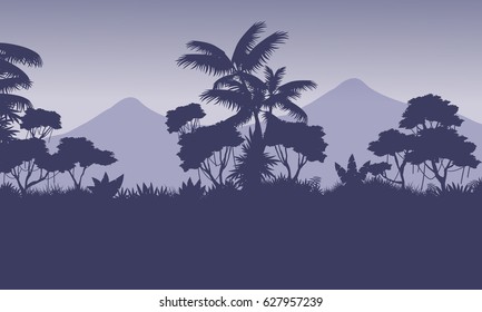 Beauty landscape mountain with jungle silhouettes