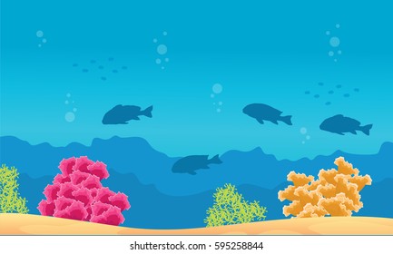Beauty landscape reef and fish underwater collection