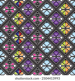 Beauty of Laotian culture with this vibrant "seen" cotton fabric pattern. Rich in traditional colors and geometric designs, Ideal for cultural projects, textile designs, and global fashion.