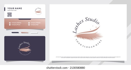 Beauty lashes logo with creative modern concept and business card design Premium Vector