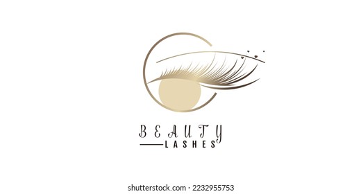 Beauty lashes logo and gold gradient for beauty business premium vector