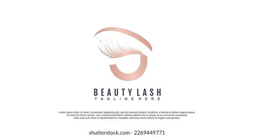 Beauty lashes logo with initial letter U concept and unique style design premium vector