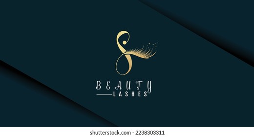 Beauty lashes logo with initial s concept design icon vector for beauty business