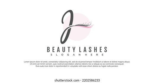 Beauty lashes logo with letter j concept for beauty extention