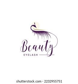 Beauty lashes logo with peacock concept creative design icon illustration