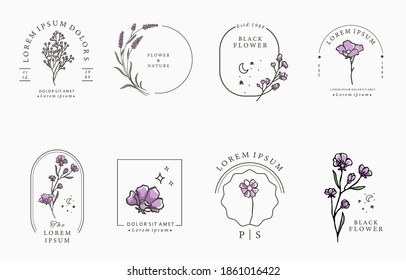 Beauty lavender collection.Vector illustration for icon,sticker,printable and tattoo