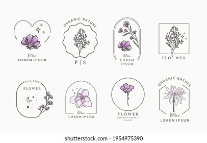 Beauty lavender,magnolia collection.Vector illustration for icon,sticker,printable and tattoo