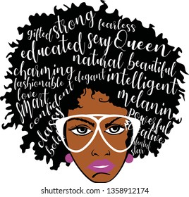 Beauty layered black woman, Glasses vector