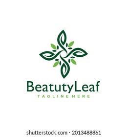 beauty leaf flower vector logo design
