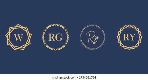 Beauty leaf frame logo collection