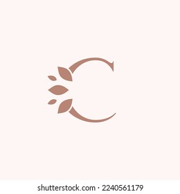 Beauty leaf logo template royal letter C brand design