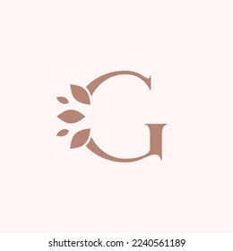Beauty leaf logo template royal letter G brand design