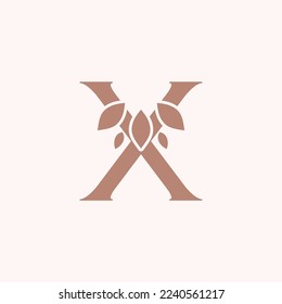 Beauty leaf logo template royal letter X brand design