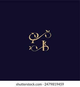 beauty leaf monogram logo organic and elegant concept PI wedding initial letter