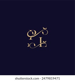 beauty leaf monogram logo organic and elegant concept PL wedding initial letter