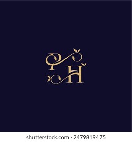 beauty leaf monogram logo organic and elegant concept PH wedding initial letter