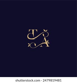 beauty leaf monogram logo organic and elegant concept TA wedding initial letter