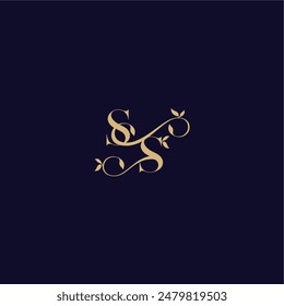 beauty leaf monogram logo organic and elegant concept SS wedding initial letter