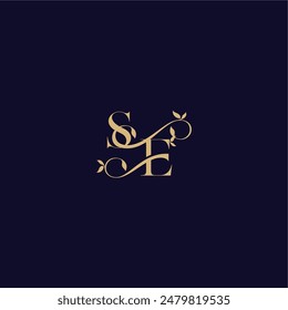 beauty leaf monogram logo organic and elegant concept SE wedding initial letter