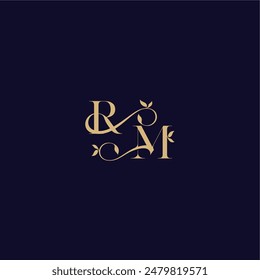 beauty leaf monogram logo organic and elegant concept RM wedding initial letter