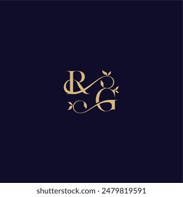 beauty leaf monogram logo organic and elegant concept RG wedding initial letter