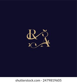 beauty leaf monogram logo organic and elegant concept RA wedding initial letter