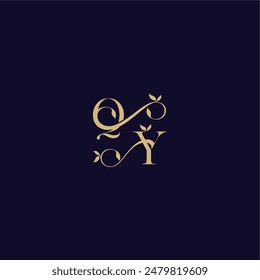 Beauty Leaf Monogram Logo organisch und elegant Konzept QY Hochzeit Anfangsbrief