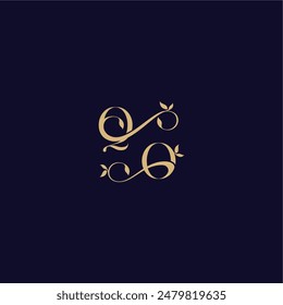 Beauty Leaf Monogram Logo organisch und elegant Konzept QO Hochzeit Anfangsbrief