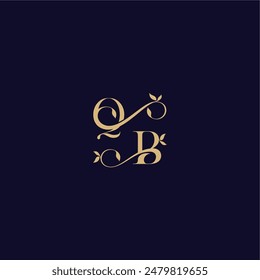Beauty Leaf Monogram Logo organisch und elegant Konzept QB Hochzeit Anfangsbrief