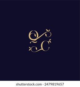 Beauty Leaf Monogram Logo organisch und elegant Konzept QC Hochzeit Anfangsbrief