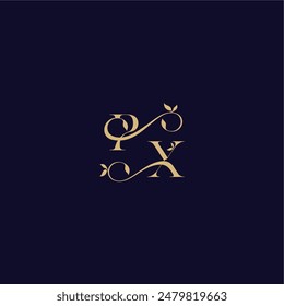 beauty leaf monogram logo organic and elegant concept PX wedding initial letter