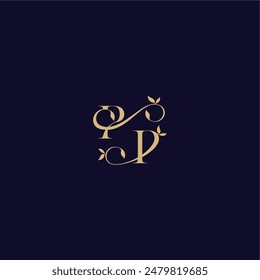 beauty leaf monogram logo organic and elegant concept PP wedding initial letter