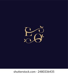 beauty leaf monogram logo organic and elegant concept LO wedding initial letter