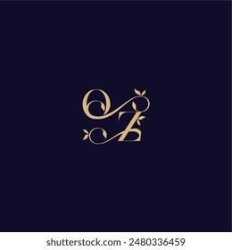 beauty leaf monogram logo organic and elegant concept OZ wedding initial letter