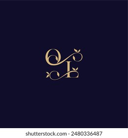 beauty leaf monogram logo organic and elegant concept OL wedding initial letter