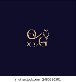 Beauty Leaf Monogram Logo organisch und elegant Konzept OG Hochzeit Anfangsbrief