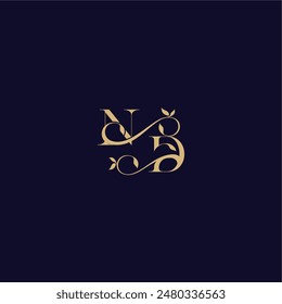beauty leaf monogram logo organic and elegant concept ND wedding initial letter