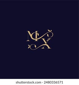 beauty leaf monogram logo organic and elegant concept MX wedding initial letter
