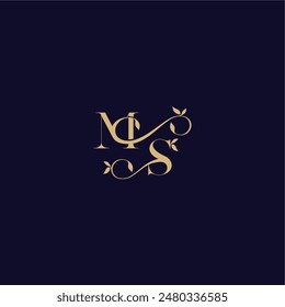 beauty leaf monogram logo organic and elegant concept MS wedding initial letter