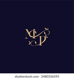 beauty leaf monogram logo organic and elegant concept MP wedding initial letter