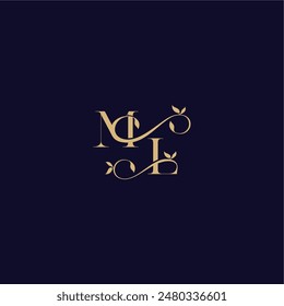 Beauty Leaf Monogram Logo organisch und elegant Konzept ML Hochzeit Anfangsbrief