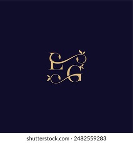 beauty leaf monogram logo organic and elegant concept LG wedding initial letter