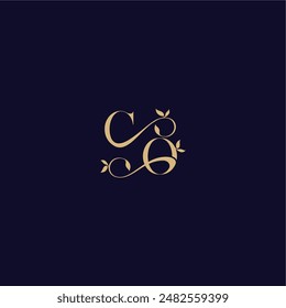 beauty leaf monogram logo organic and elegant concept CO wedding initial letter