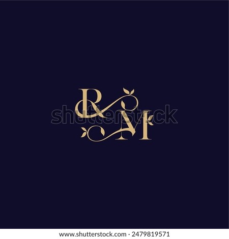 beauty leaf monogram logo organic and elegant concept RM wedding initial letter